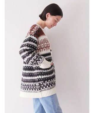 AMERICAN HOLIC フェアアイル柄ニットカーディガン Brown