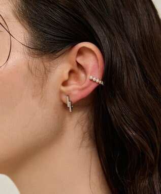 Phoebe 〈金属アレルギー対応〉デュオバービジューイヤリング　シルバー/ニッケルフリー シルバー