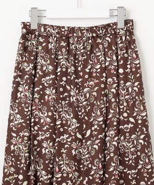 自由区 S 【ウエストゴム・洗える】ERICAパネルプリント スカート ココア系