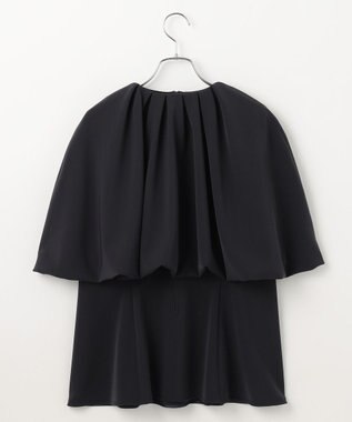 #Newans ＜亀恭子さんコラボ＞取り外し可能ケープ付きペプラムブラウス ネイビー
