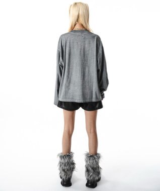 WEGO 【ユニセックス着用ITEM/MLサイズ展開】コールドダイダメージアップリケT（LS） グレー