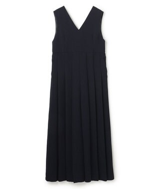 uncrave ウォッシャブルダブルクロス プリーツオールインワン ネイビー