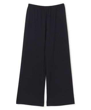 UNFILO L 【ウエストゴム】ライトジョーゼット イージーワイドパンツ ブラック