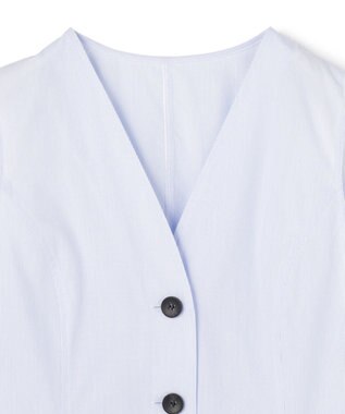 uncrave コットンクロスストライプ ペプラムジレブラウス サックスストライプ