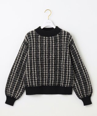 ANY SIS 【洗える】フラッフィーパターン ニット ブラック系