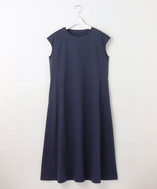 自由区 【WEB限定・洗える】シアーカーデ×ジャージードレス セット ライトグレー(ラメ)×ネイビー