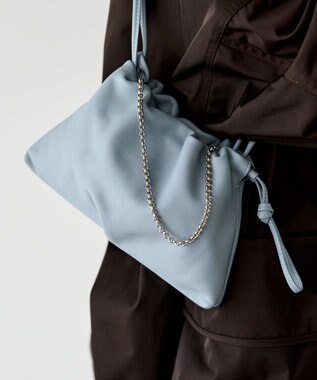 russet レザー巾着ミニショルダーバッグ(CE-1637) L.Blue