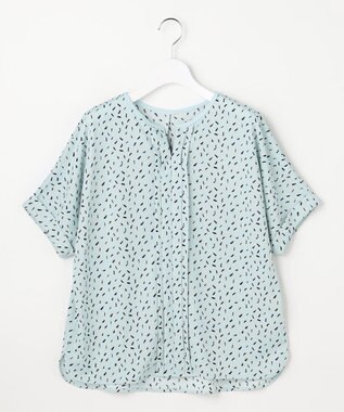 ANY SIS ジョーゼットフロントタック プルオーバー ライトブルー系幾何学柄