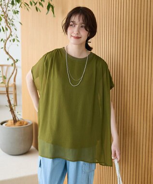 Green Parks 楊柳ドッキングフレンチプルオーバー Khaki
