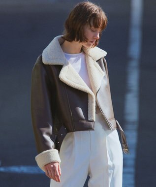 NAVE 【Nave】ヴィーガンムートン ライダースジャケット ブラウン系