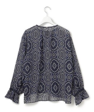 23区 S 【洗える】オーナメントプリント ブラウス ネイビープリント