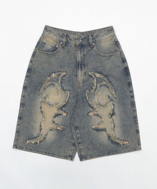 WEGO スーパーバギーフリンジデニムショーツ 柄1