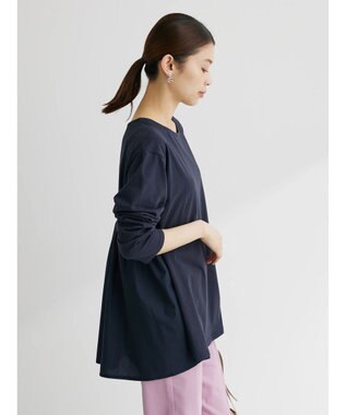 Green Parks バックギャザー布帛切替プルオーバー Navy