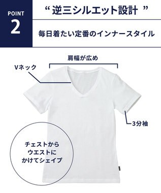 WACOAL MEN 綿混インナー Vネック ３分袖 しっかりあたたかい 保温性 肌側起毛 ストレッチ素材 逆三シルエット設計 メンズ GL5020 /ブロス ホワイト