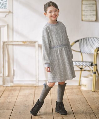組曲 KIDS 【110-140㎝】 フロストフラワージャガード ワンピース グレー