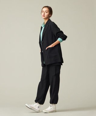 J.PRESS YORK STREET 【UNISEX】ジャージライクツイル カーゴパンツ ブラック系