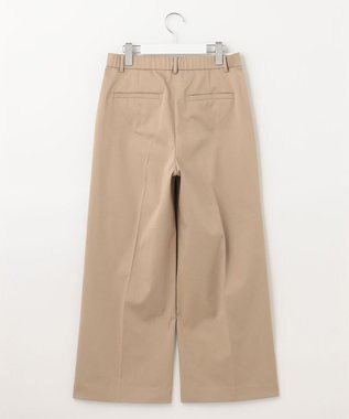 自由区 L 【接触冷感/洗える】サテンストレッチ ワイドパンツ ベージュ系