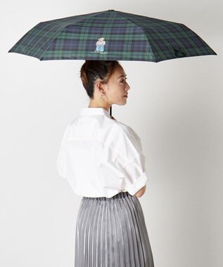 MOONBAT POLO RALPH LAUREN（ポロ ラルフローレン)フレンチベア×チェック 雨傘 折りたたみ傘 ディープブルー