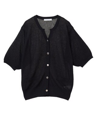 Green Parks スキッパー半袖ニットカーディガン Black