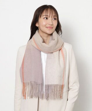 MOONBAT FURLA(フルラ）ウール100％ オンブレー チェックストール ベージュ