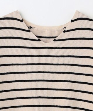 ANY 【8色展開】Vネックデイリーニット ベージュ×ブラック