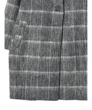 Green Parks コクーンシルエットチェックシャギーコート Black