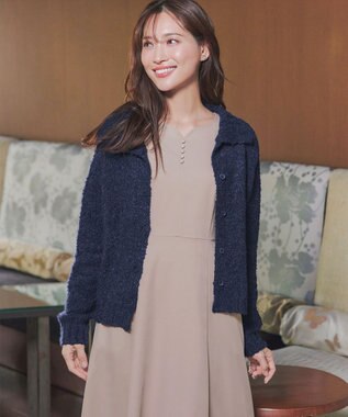 Tiaclasse 【セレモニー・XSサイズ追加・新色追加】ハートネックくるみ釦ワンピース グレージュ