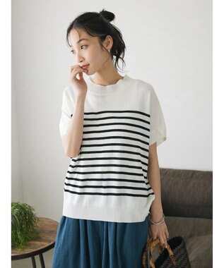 CRAFT STANDARD BOUTIQUE 【洗える】チューリップスリーブプルオーバー Border Ivory