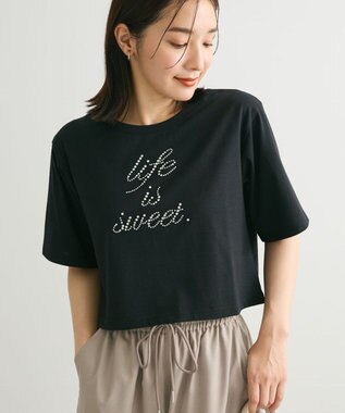 Green Parks ・ｓｗｉｎｇ　ｂｙ　ラインストーンロゴショートＴＥＥ Black