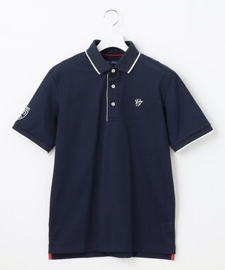 23区GOLF 人気NO.1ポロ【MEN】ピラミッドカノコ 半袖ポロシャツ ネイビー系