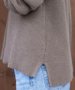 Tiaclasse L 【洗える】Vネック起毛ニットトップス モカ