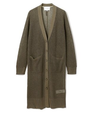 BEIGE， 【洗える】OPTICAL / ペーパーヤーンVネックロングカーディガン Khaki