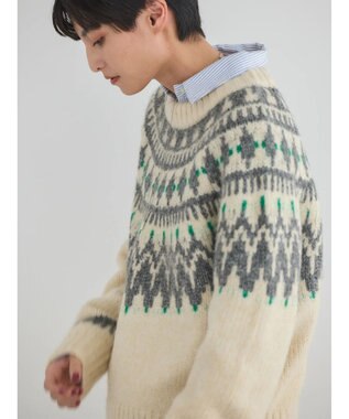 AMERICAN HOLIC フェアアイル柄ニットプルオーバー Ivory