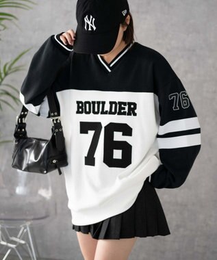 WEGO ナンバリングライン切り替えスウェット ブラックその他