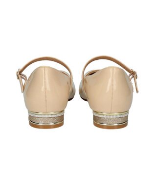 Bridget Birkin 【PARADIS COULEUR】スクエアトウビジューレーンパンプス ベージュエナメル