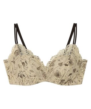 une nana cool 【リニューアル】364ブラ レース MADE WITH LIBERTY FABRIC ベージュ×ブラック
