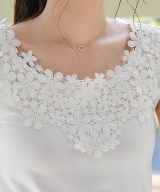 Tiaclasse 【洗える】レースタンクトップ オフホワイト