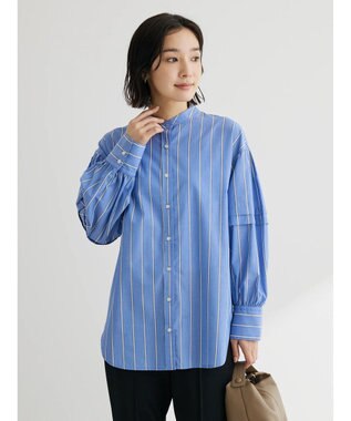 Green Parks ボリュームタックブラウス Stripe