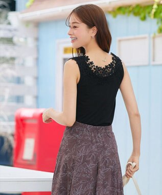 Tiaclasse 【洗える】レースタンクトップ ブラック