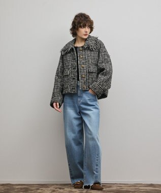 GRACE CONTINENTAL パディングツイードジャケット ブラック