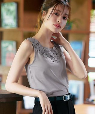 Tiaclasse 【洗える】レースタンクトップ グレー