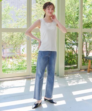 Tiaclasse 【洗える】レースタンクトップ オフホワイト