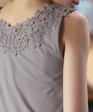 Tiaclasse 【洗える】レースタンクトップ グレー