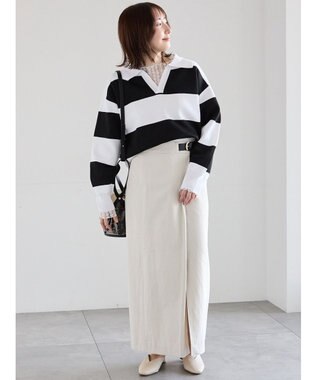 Te chichi サイドベルトチノタイトスカート オフホワイト