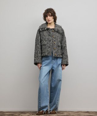 GRACE CONTINENTAL パディングツイードジャケット ブラック