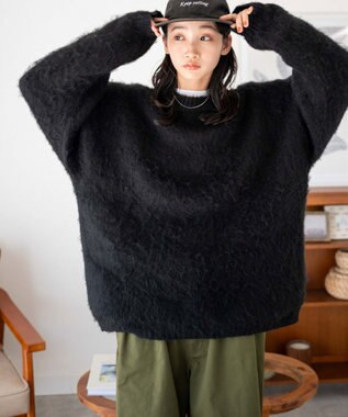 WEGO モヘアライクBIGプルオーバー ブラック