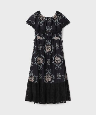 GRACE CONTINENTAL レースコンビクロスステッチワンピース ブラック