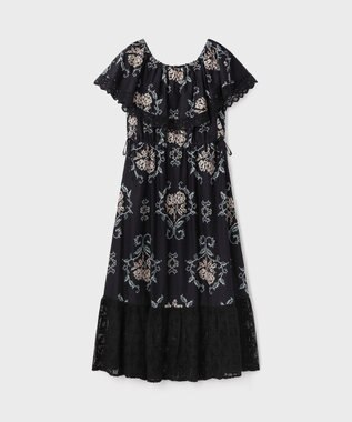 GRACE CONTINENTAL レースコンビクロスステッチワンピース ブラック