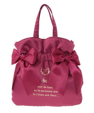 Maison de FLEUR クリアダブルリボン2Wayトート Red