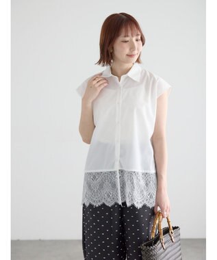 Te chichi レースヘムドッキングシャツ オフホワイト